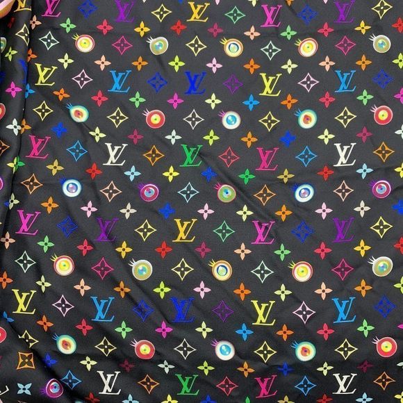 Louis Vuitton Eye Love You Black Multicolore Vintage Murakami rare LV LE Scarf - Picture 6 of 8